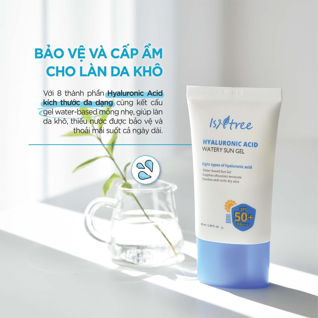 [Mã BMBAU50 giảm 7% đơn 99K] Kem chống nắng hóa học dạng gel ISNTREE HYALURONIC ACID WATERY SUN GEL 50ml