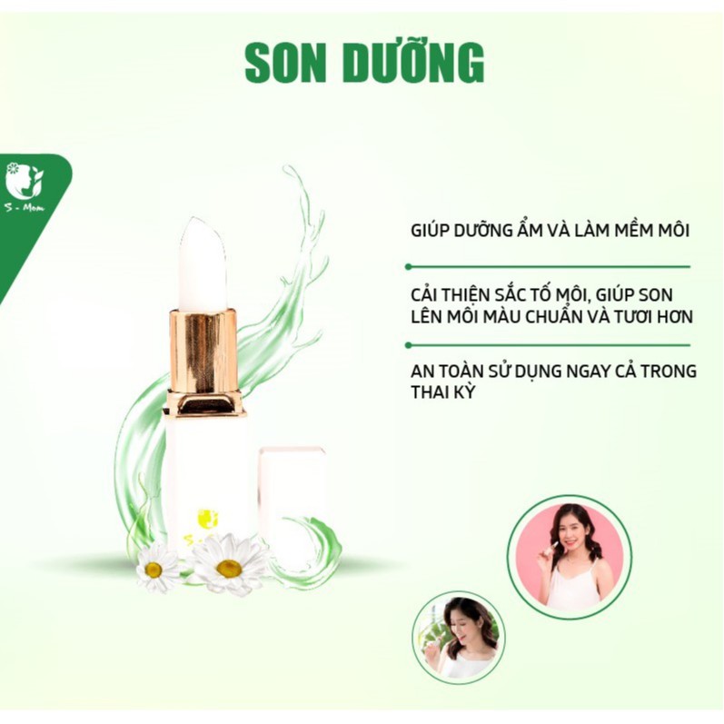 Son dưỡng cấp ẩm SMOM lành tính, không có chì, an toàn tuyệt đối cho phụ nữ mang thai và sau sinh