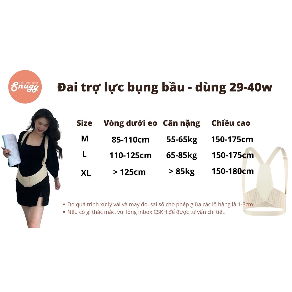 Đai trợ lực bụng bầu, giảm đau mỏi thắt lưng - hỗ trợ nâng đỡ bụng - dùng cho mẹ 29-40w