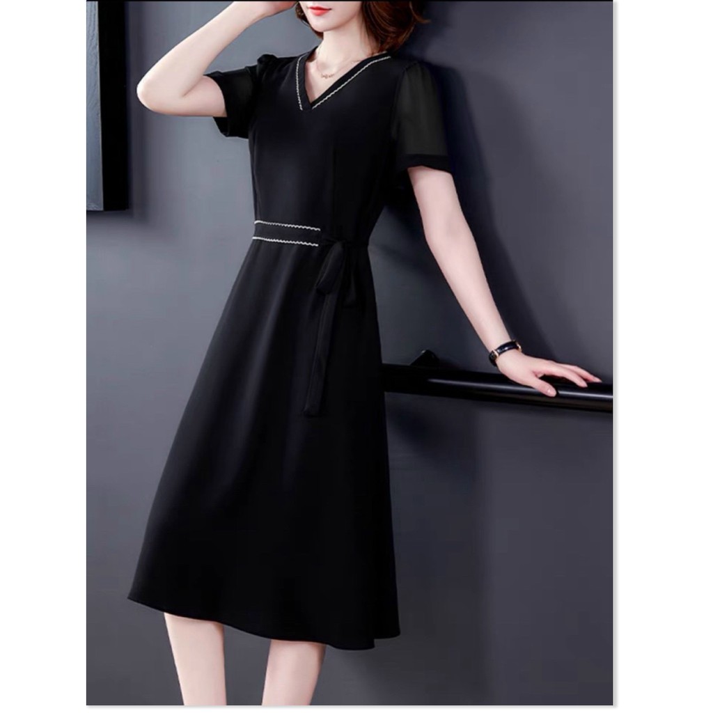 ĐẦM XÒE NỮ PHỐI THẮT EO CỔ TIM TAY LỠ SANG CHẢNH KẾT HỢP CÔNG SỞ VÀ DỰ TIỆC