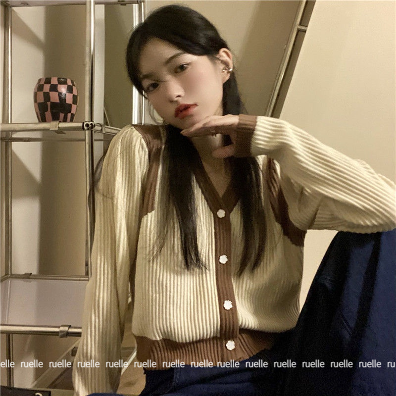 Áo Khoác Cardigan Dệt Kim Tay Dài Cổ Chữ V Thời Trang Xinh Xắn Cho Nữ