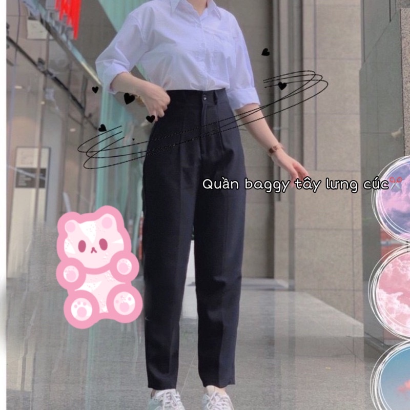 Quần baggy tây lưng cúc có đai đeo nịt