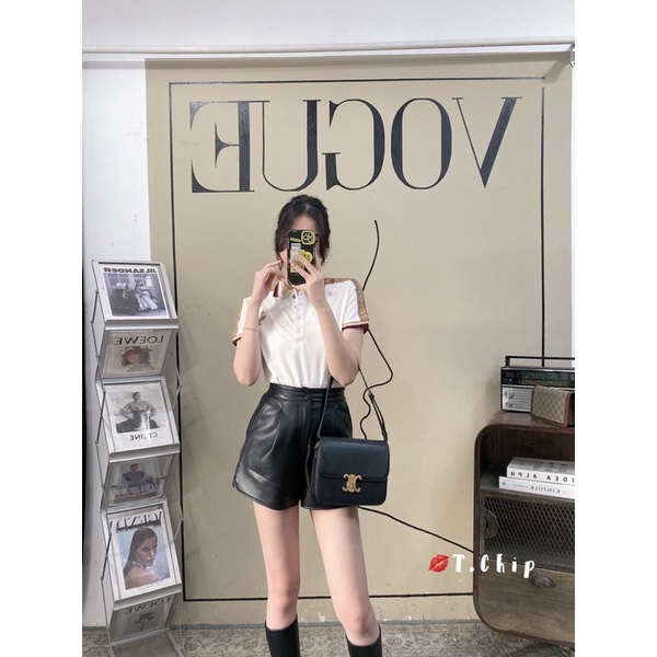 Áo polo phối kẻ