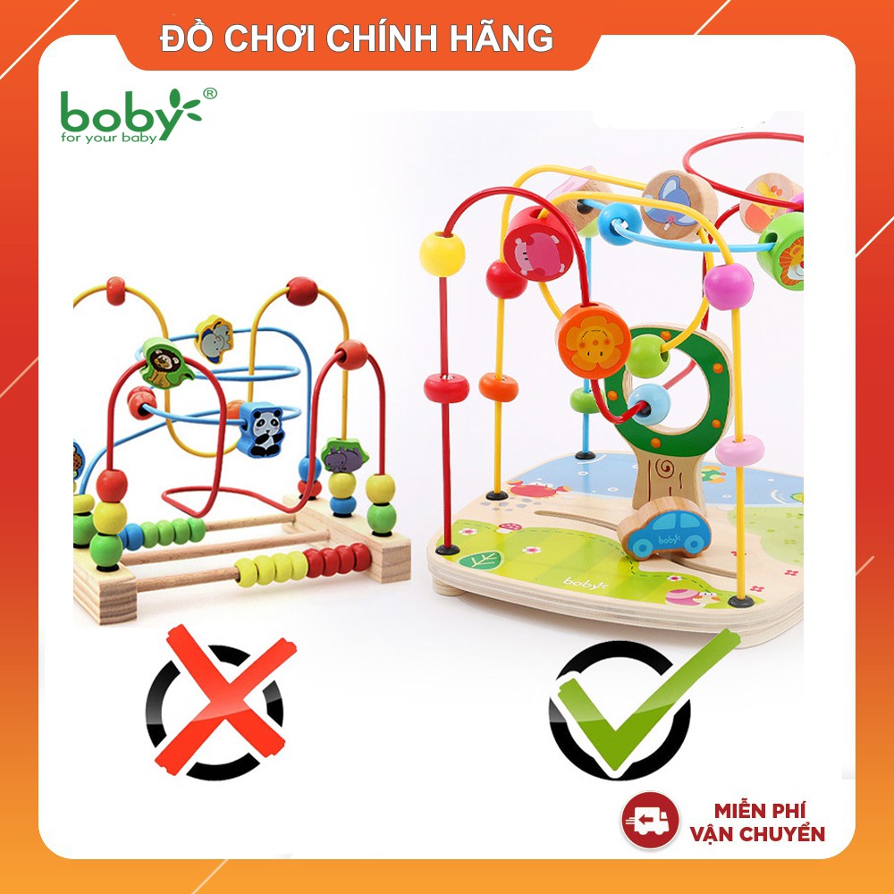 Đồ chơi gỗ Montessori cho bé Luồn hạt thông minh Boby