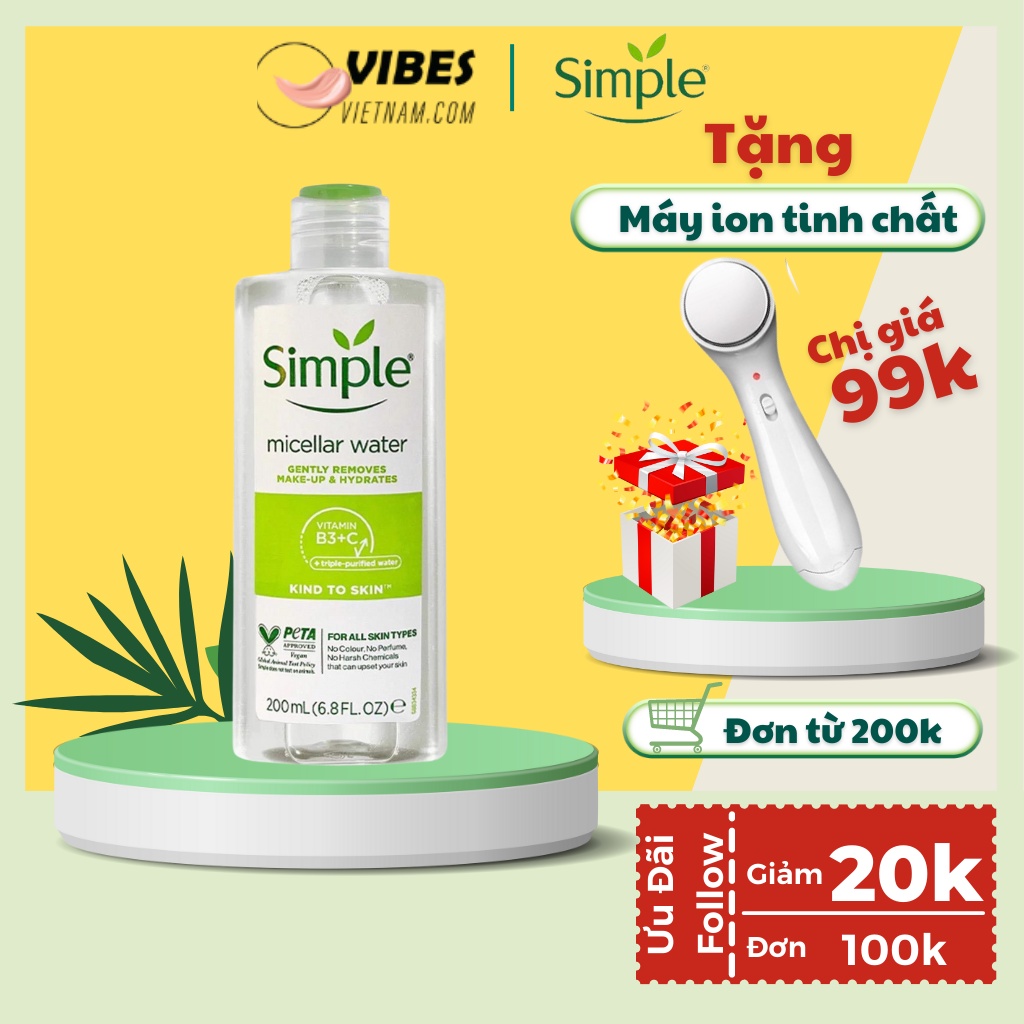 Nước Tẩy Trang Simple Dành Cho Da Nhạy Cảm 200ml vibesvietnam Sản phẩm chính hãng