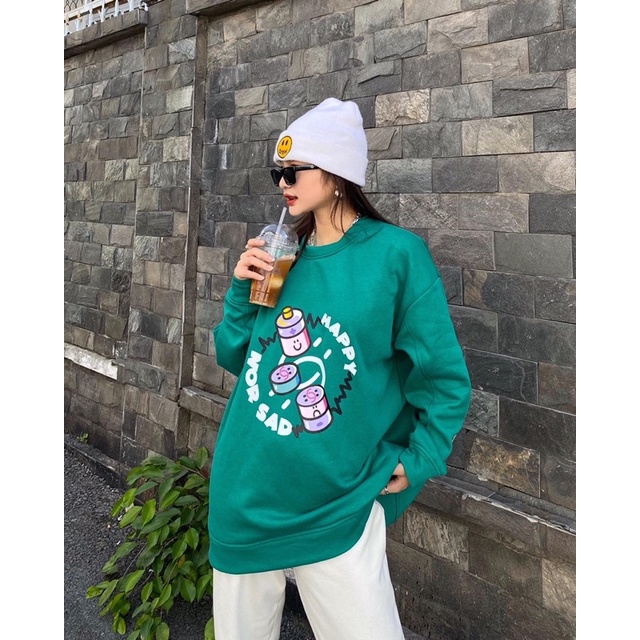 Áo Sweater pin năng lượng xanh lá