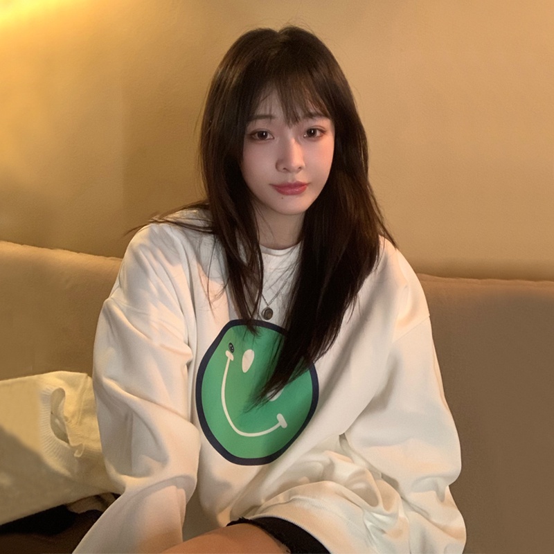 Áo thun nữ ZHELIHANGFEI tay dài form rộng họa tiết in kiểu dáng đơn giản dễ phối đồ