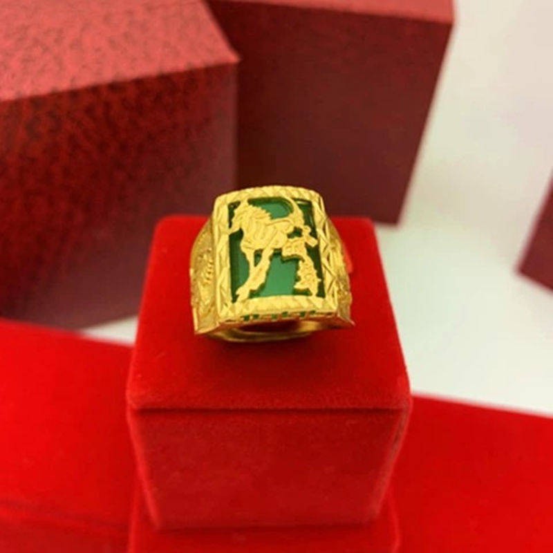 Authentic miễn trừ nhẫn vàng thật miễn phí nam thời trang chữ may mắn nafu độc đoán nhẫn ngón tay vàng để gửi ngày lễ tì