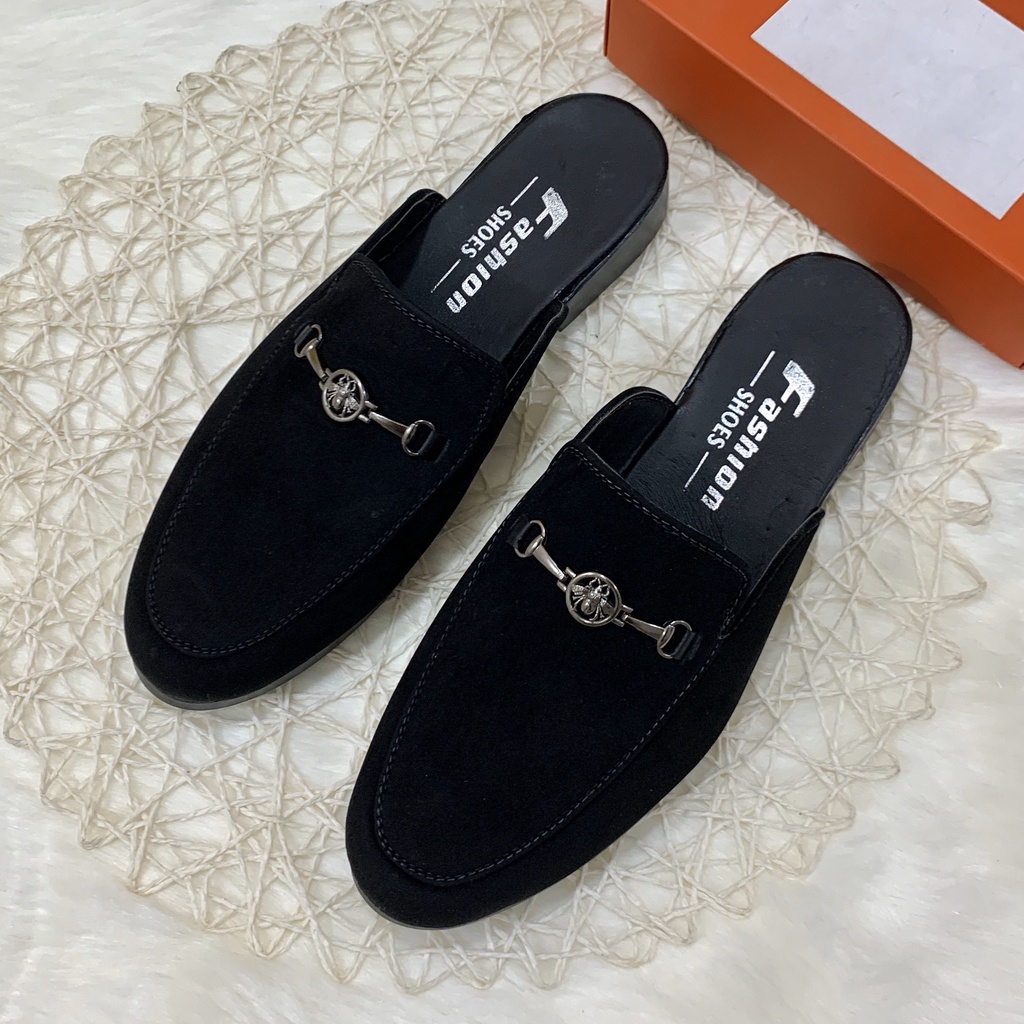 Giày sục nam Vải Nỉ xích ngang Ong - Giày sục nam giá rẻ, bền và đẹp