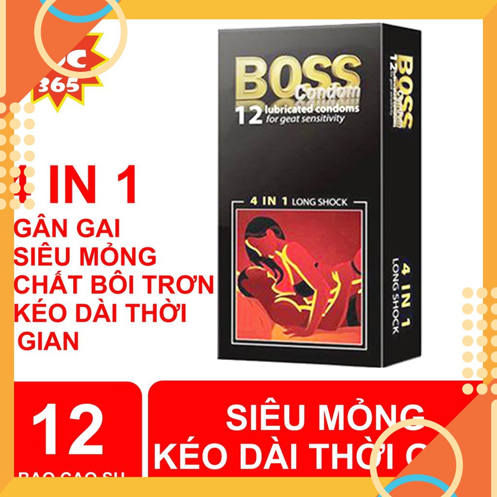 [bao cao su gai][GIÁ SỈ] Bao cao su Boss 4in1 kéo dài thời gian, hộp 12 cái