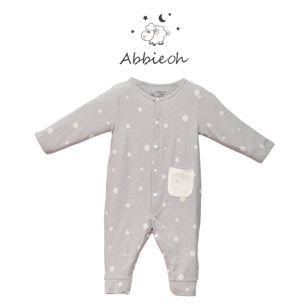 Bộ quần áo Bodysuit cotton dài tay ABBIEOH thiết kế có túi cho bé gái, bé trai  0-12 tháng BD207 - B062