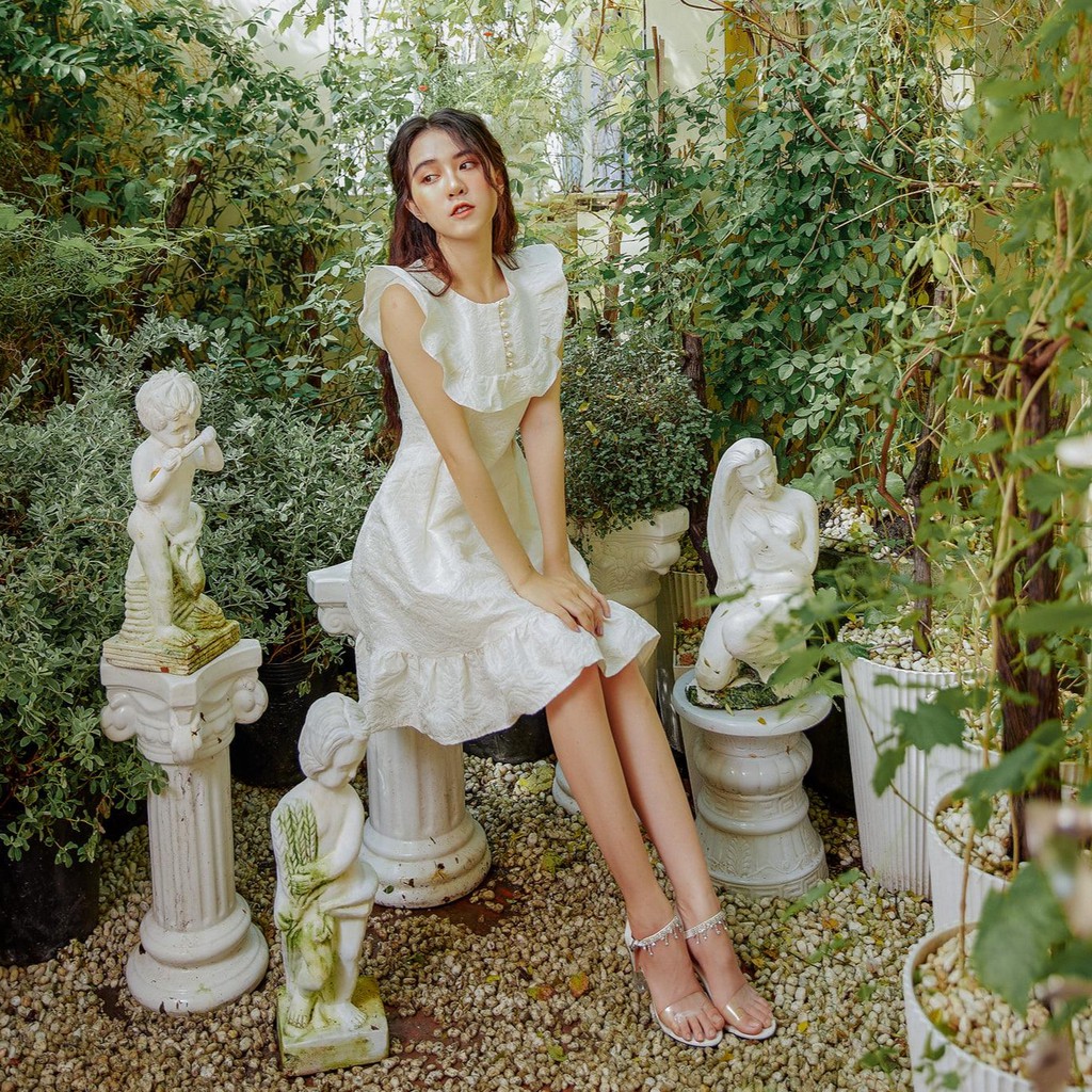 JADIE - Đầm tafta gấm lai bèo Jane Dress