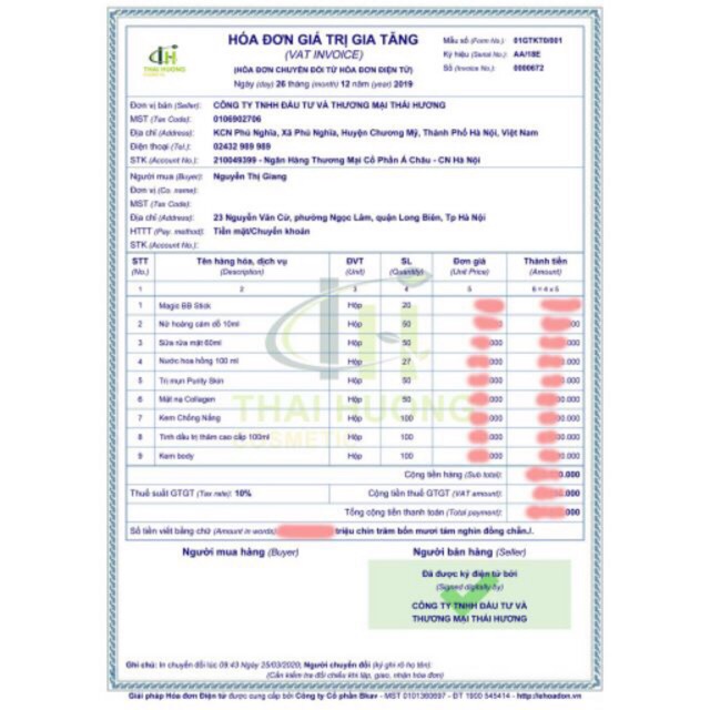 Tinh chất nở ngực xuất xứ Công ty TNHH đầu tư và thương mại Thái Hương