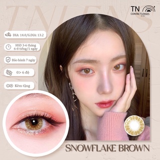 Kính áp tròng hàn quốc - snowflake brown 14.0 - nâu tây - độ cận 0-6