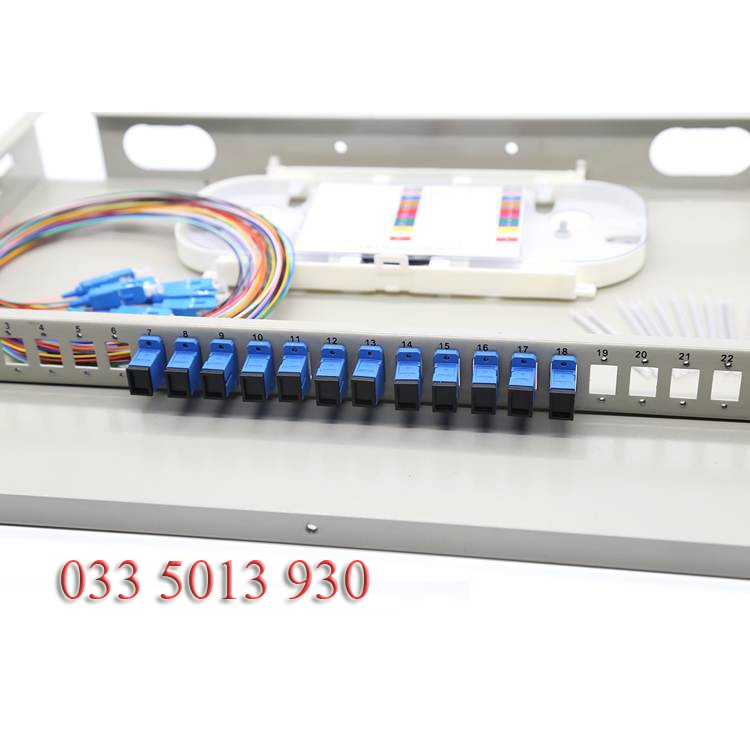 ODF 12FO bắt rack – Hộp phối quang 12FO bắt rack full phụ kiện