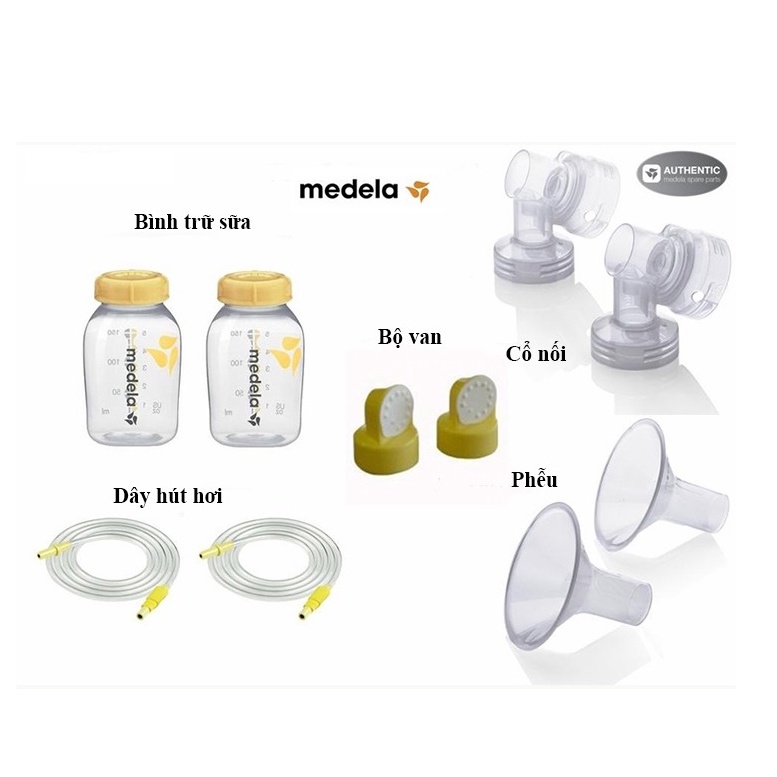 Phụ kiện máy hút sữa Medela (Có Bán Lẻ)| Phụ kiện máy vắt sữa Medela Pump | Van, Gioăng Trắng, Cỗ Phễu, Ống hơi các loại