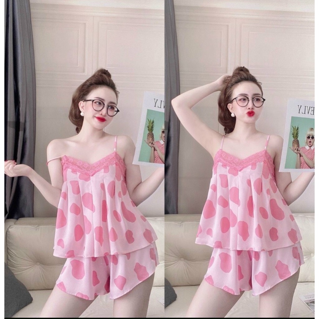 Sét bộ 2 dây hình ngộ nghĩnh đáng yêu-Sét bộ 2 dây lụa satin cao cấp dễ thương thời trang -Cun-Mã060