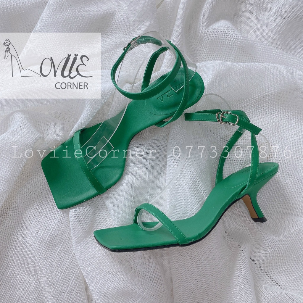 GIÀY CAO GÓT LOVIIE CORNER - SANDAL NỮ THỜI TRANG MŨI VUÔNG - GUỐC QUAI MẢNH GÓT LÙN 5 PHÂN G220205