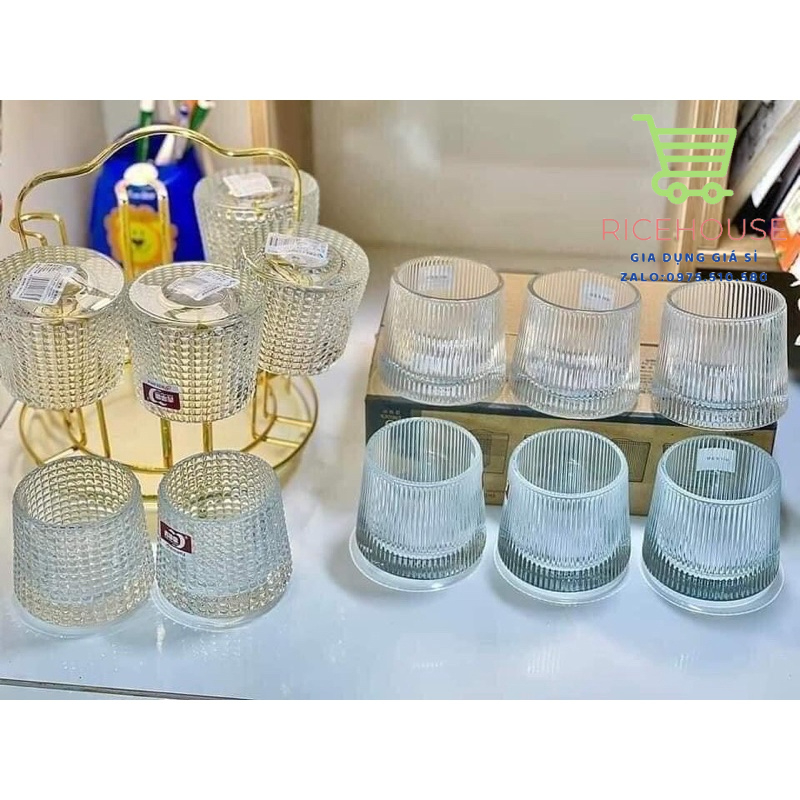 CỐC LY THỦY TINH ĐẾ XOAY 360 ĐỘ CHỊU NHIỆT CAO CẤP - NỘI ĐỊA