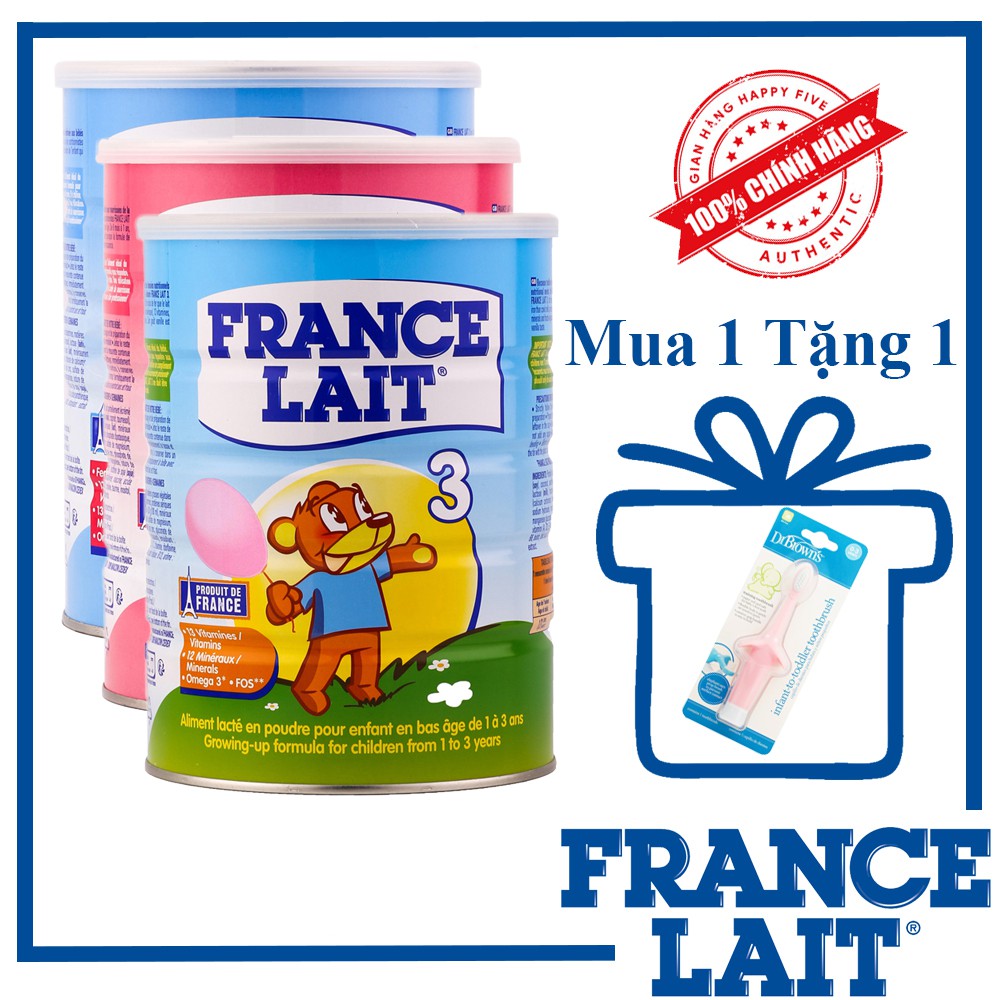 [ MUA 1 TẶNG 1 Bàn chải đánh răng hình con Voi Dr. Brown’s ] Sữa bột France Lait ( 900g )