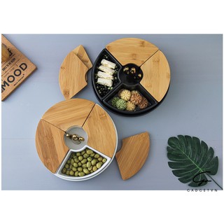 Khay mứt sứ Ceramic 4 ngăn