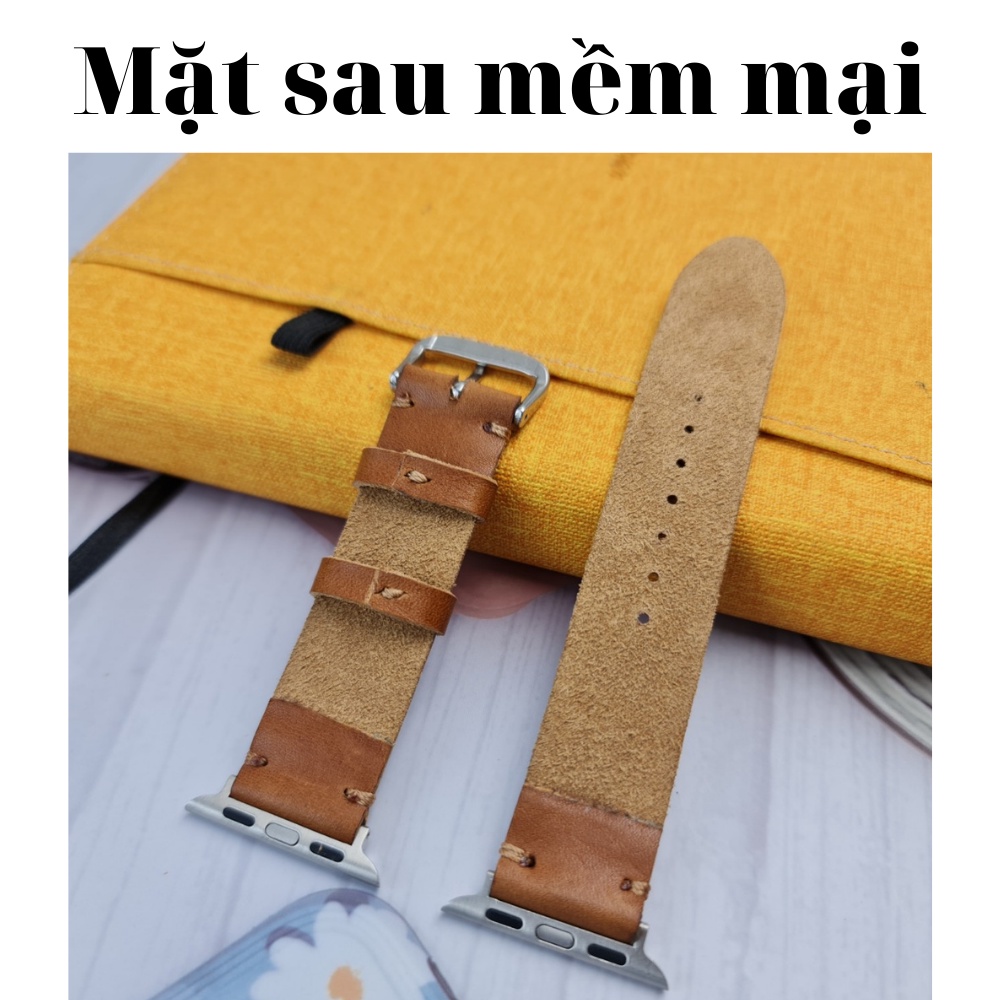 Dây Apple Watch Vnstrap dây đeo đồng hồ Apple Watch series 3 4 5 6 7 se da bò thảo mộc 1 lớp 38mm 40mm 42mm 44mm iwatch