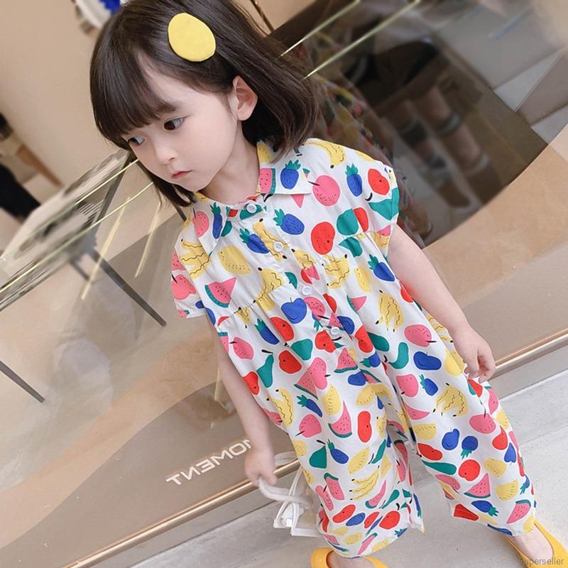 Áo Liền Quần Dáng Rộng Thời Trang Mùa Hè Hàn Quốc Dành Cho Bé Gái