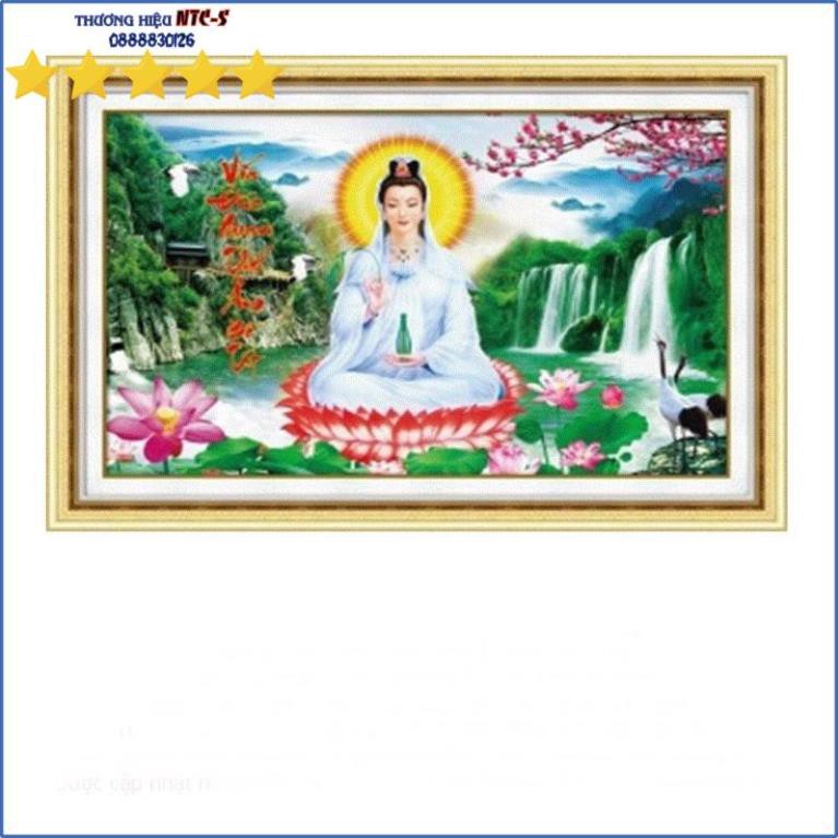 Tranh thêu chữ thập phật bà Quan Thế Âm Bồ Tát 3D LV3250 - chưa thêu