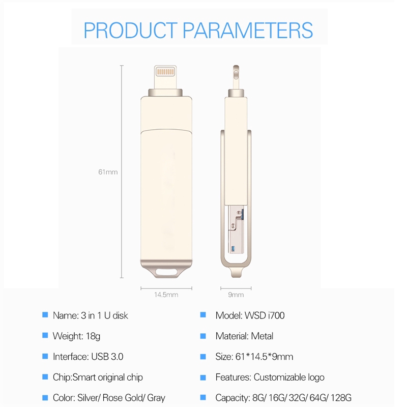 Usb 3.0 256gb Otg 128gb 32gb 64gb Cho Iphone/Android