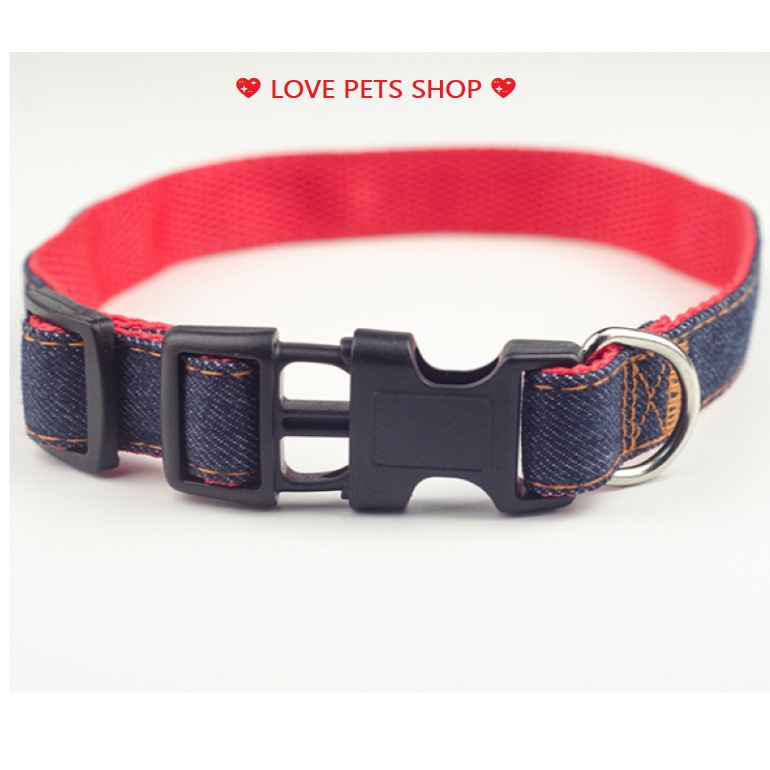 VÒNG CỔ CHO CHÓ MÈO BẰNG VẢI JEAN 2 LỚP &quot;MẪU MỚI&quot; - LOVE PETS SHOP