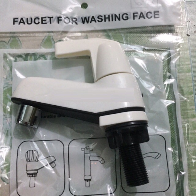 ( Loại tốt có đế nhựa) Vòi lavabo rửa mặt bằng nhựa tay gạt dùng cho nước lạnh