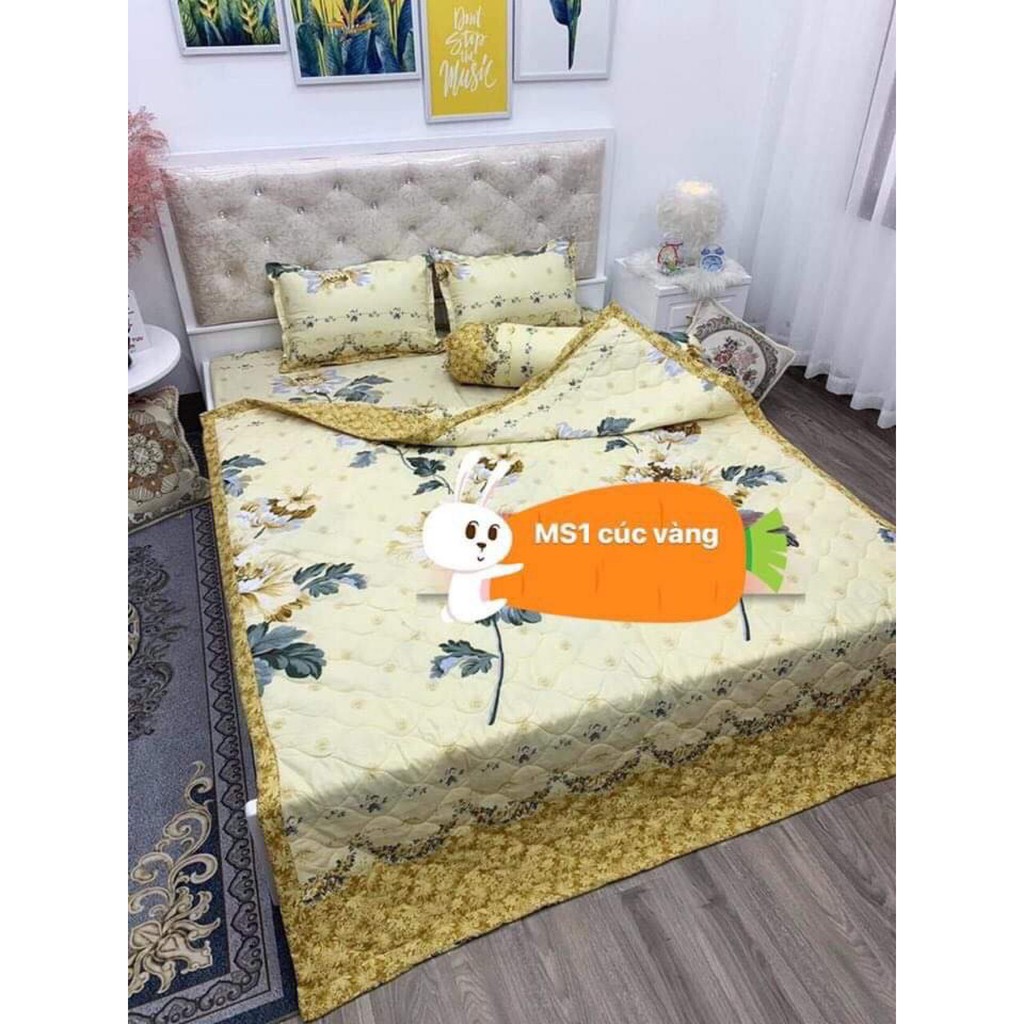 [CÓ SẴN - SIÊU HOT] Bộ chăn ga cao cấp - Set chăn ga 5 món, chất liệu cotton poly, thấm hút tốt, không bai nhão, xù lông