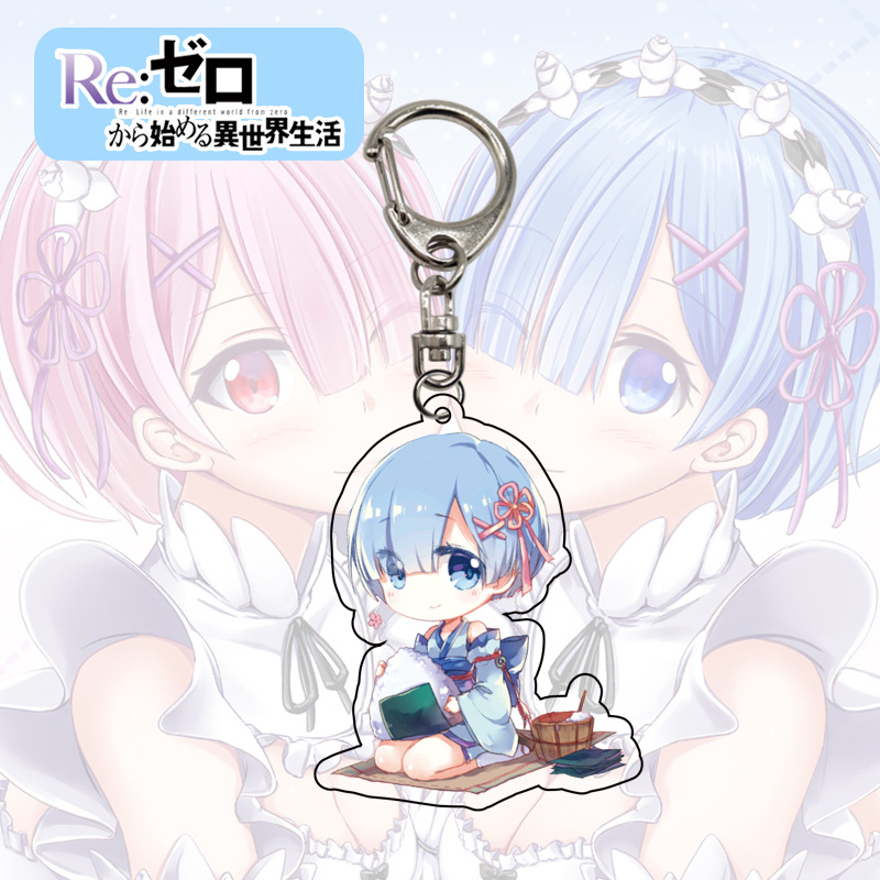 Móc chìa khóa họa tiết Ram Rem anime Re:Zero bằng acrylic chất lượng cao