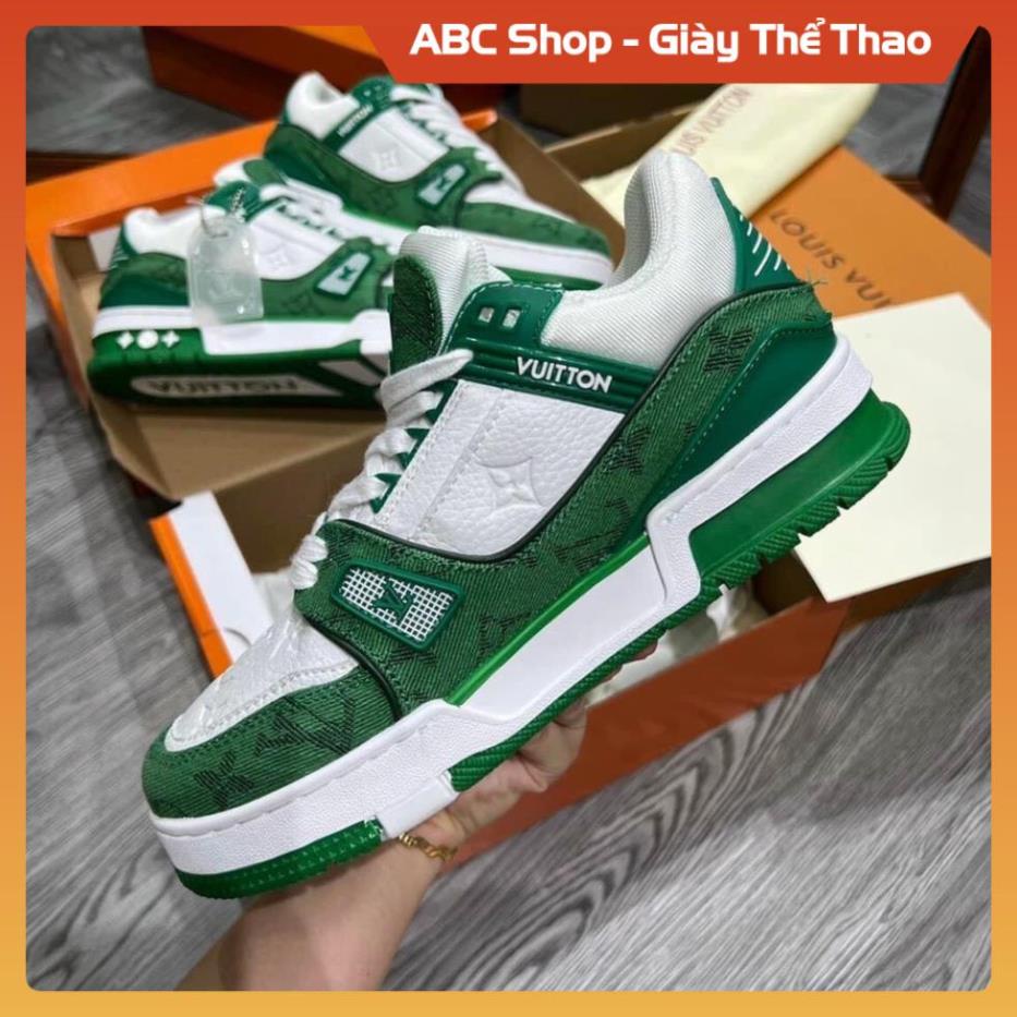 Giày LV xanh lá trắng bản sc, Giày thể thao nam nữ, giày louis vuitton xanh green