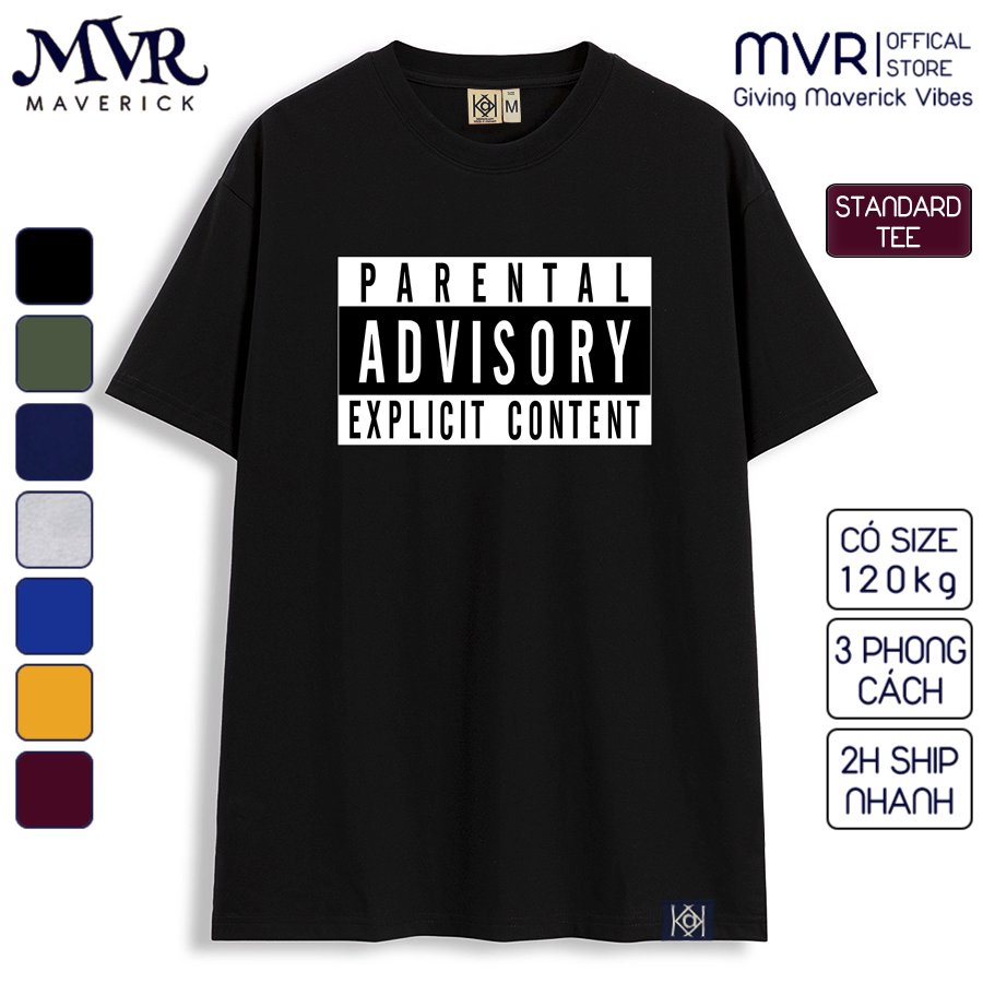 Áo thun nam nữ phong cách Rap Việt Nam Parental Advisory nhãn báo phong cách hiphop rap Áo phông đen KK377