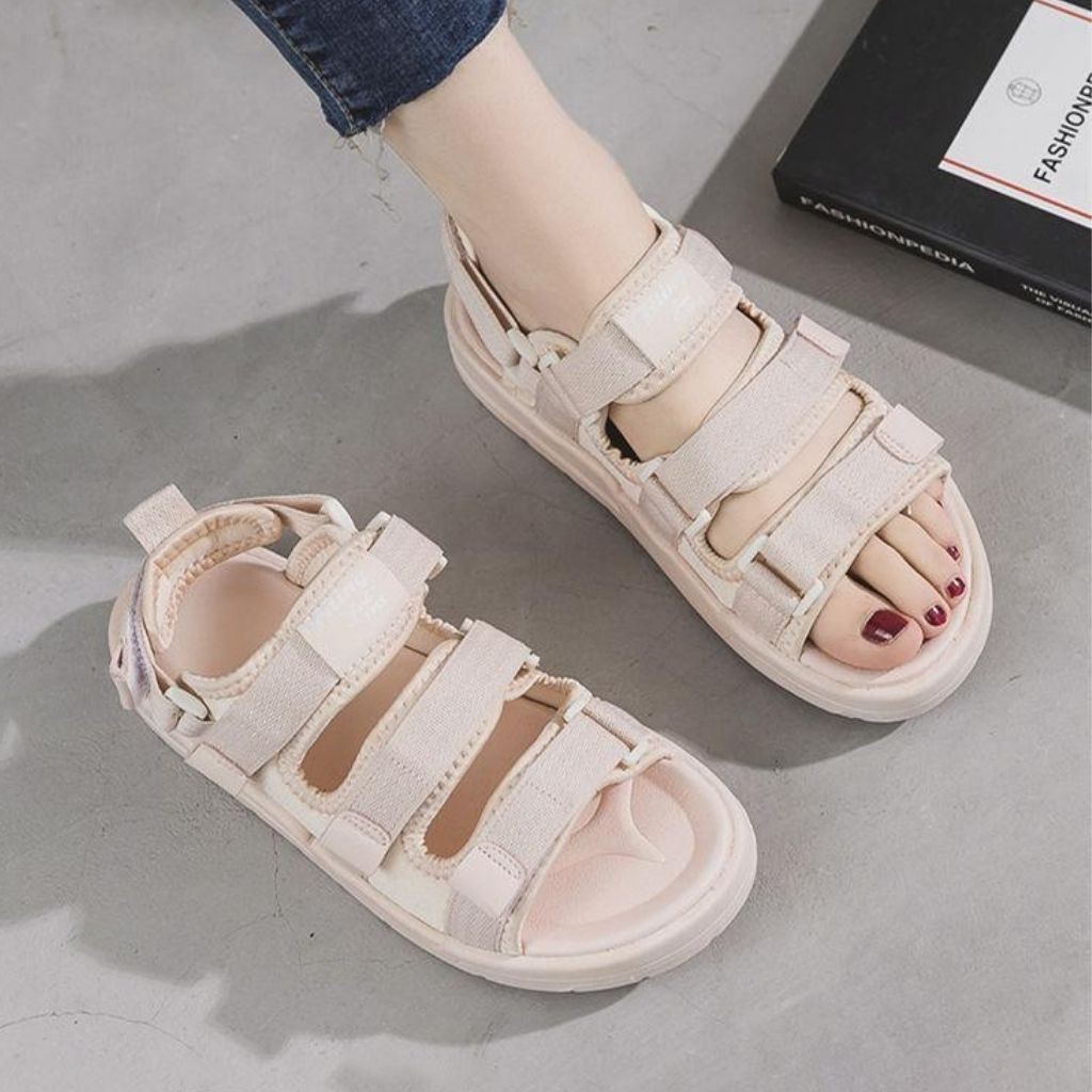 Sandal Nữ Đi Học Unisex Nam Nữ Đế Êm 3 Quai MRS006 - Mery Shoes