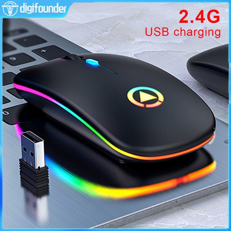 Chuột không dây có thể sạc lại DG RGB hoạt động không tiếng ồn cho máy tính xách tay PC