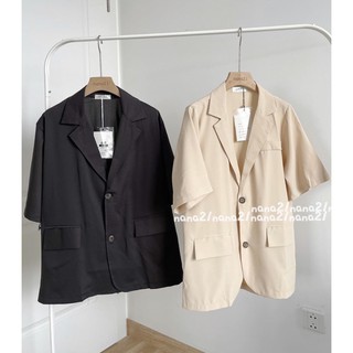 Áo blazer trơn cộc tay