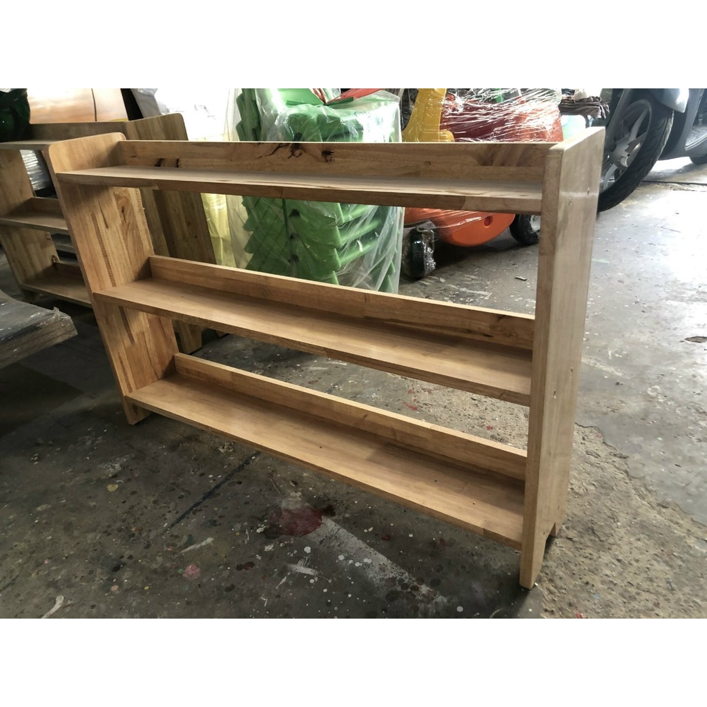 Kệ gỗ cao su 3 tầng 18mm. Kích thước 100x65x18cm