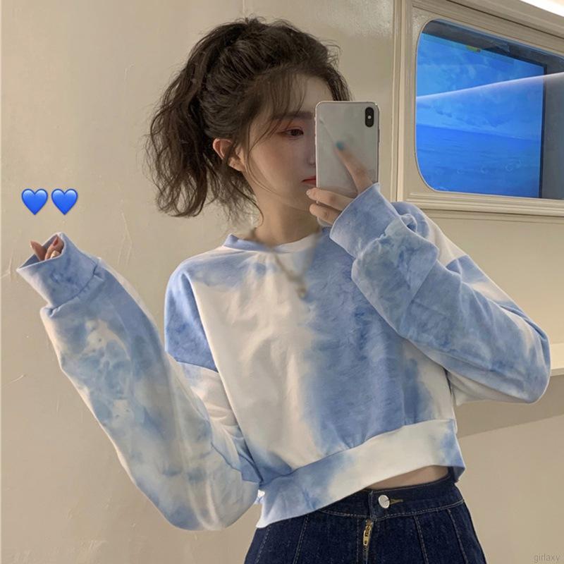 Áo Sweater Dáng Lửng Tay Dài Màu Sắc Thời Trang Cho Nữ