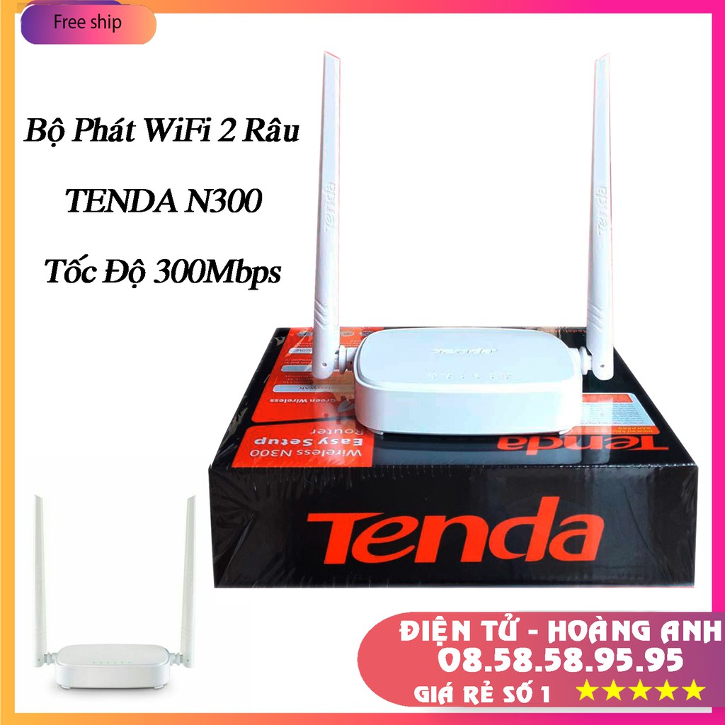 Bộ Phát 2 Râu WiFi Tenda N300- Chính hãng 300Mbps 2 râu