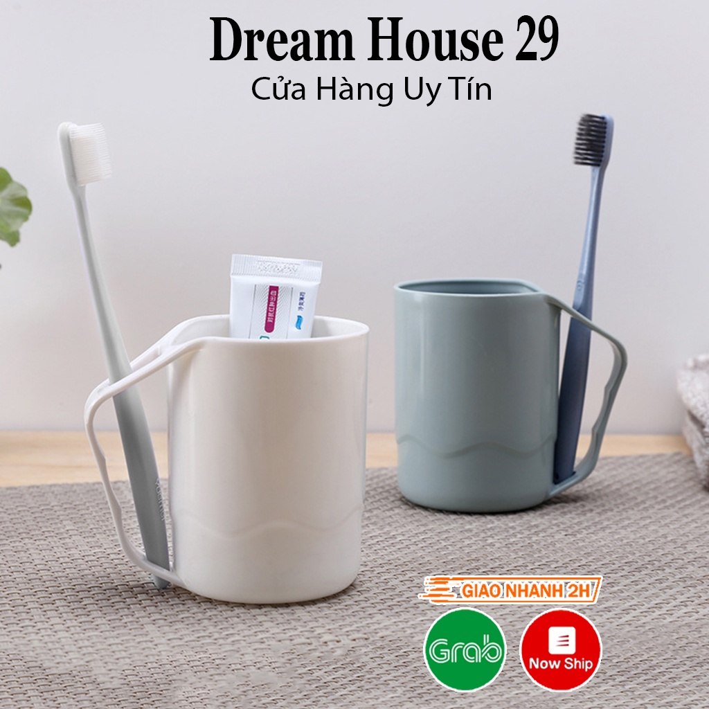 Cốc uống nước, cốc đánh răng có chỗ để bàn chải chất liệu nhựa abs cao cấp dung tích 400ml