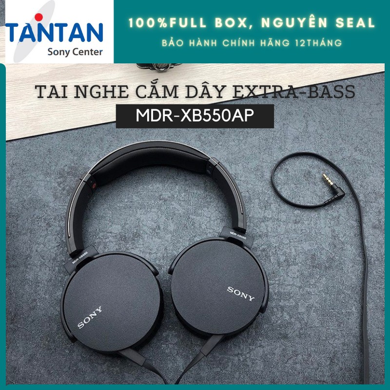 Tai nghe CẮM DÂY EXTRA-BASS Sony MDR-XB550AP | Dynamic rộng 30mm - Đệm tai êm, giúp thoải mái - Microphone - 180g