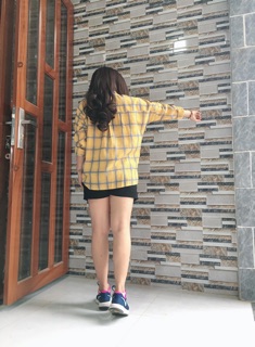 Áo Sơ mi oversize caro vàng
