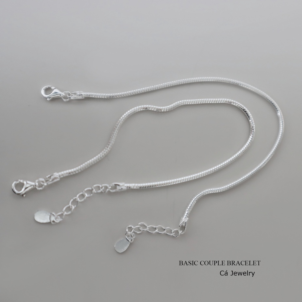 Vòng tay đôi lắc tay nam nữ bạc s925 dây trơn dây rắn bản dày Cá jewelry LTB150