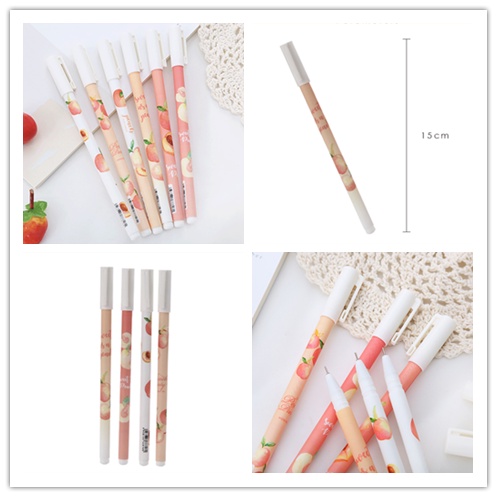 Set 6 Bút Mực Gel Hình Quả Đào Dễ Thương