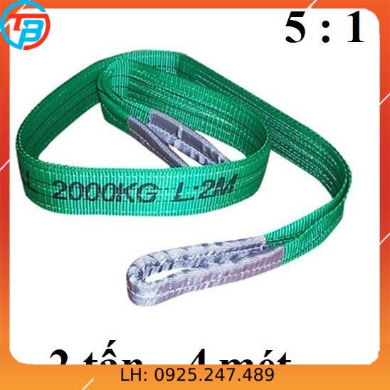 Dây cáp vải cẩu hàng 2 Tấn - bản 50mm - Hệ số 5:1 - 4 Mét CÁP THÉP Thái Bình VinàN