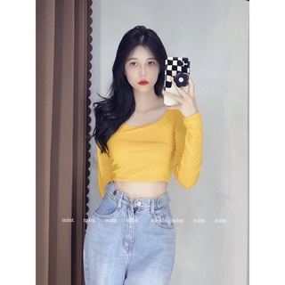 [ HÌNH THẬT] ÁO THUN LỤA CỔ VUÔNG TAY DÀI
