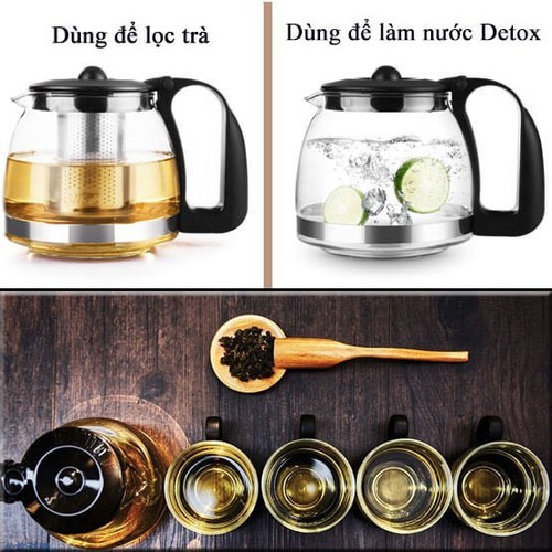 Bộ Bình Lọc Trà Thủy Tinh Kèm 4 Ly Lưới Lọc Inox 304 Tiện Dụng | BigBuy360 - bigbuy360.vn