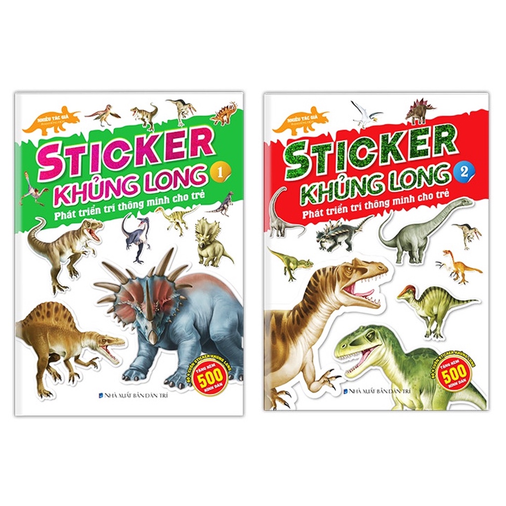 Sách - Combo 2 cuốn sticker khủng long phát triển trí thông minh (T1 + T2)